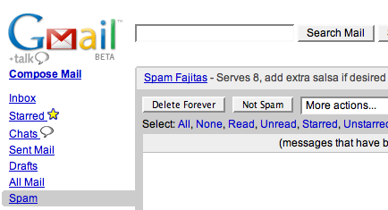 GMail Spam Recipes
